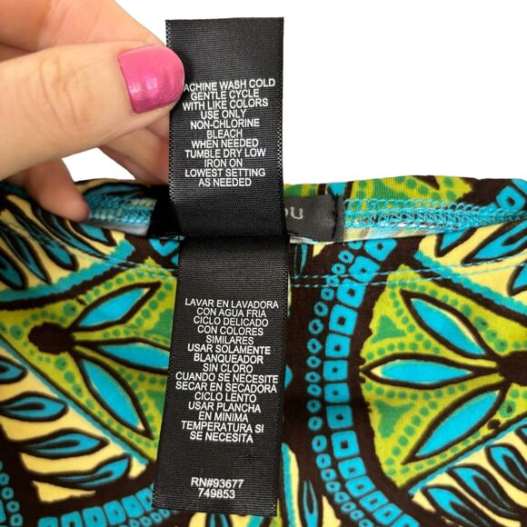 Bisou Bisou Green Blue Print Maxi Skirt Women’s XL - Picture 4 of 6